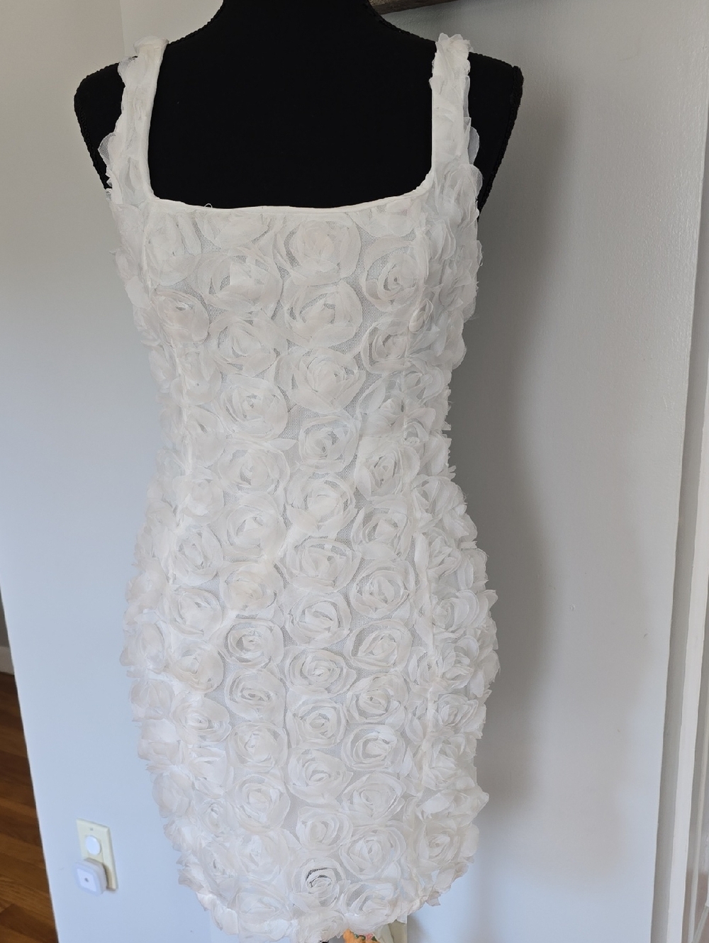 Floral Appliqué White Women's Dress